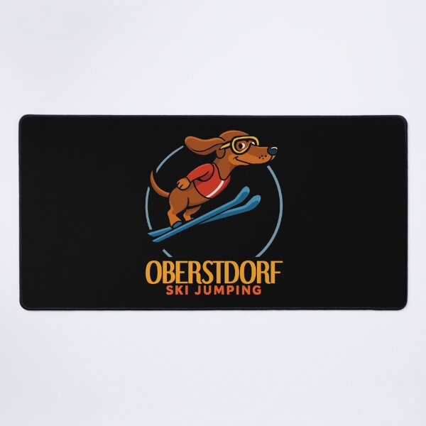 Item preview, Flying Low but Aiming High – Dachshund Ski Jumping Oberstdorf designed and sold by CARPIO Creations.