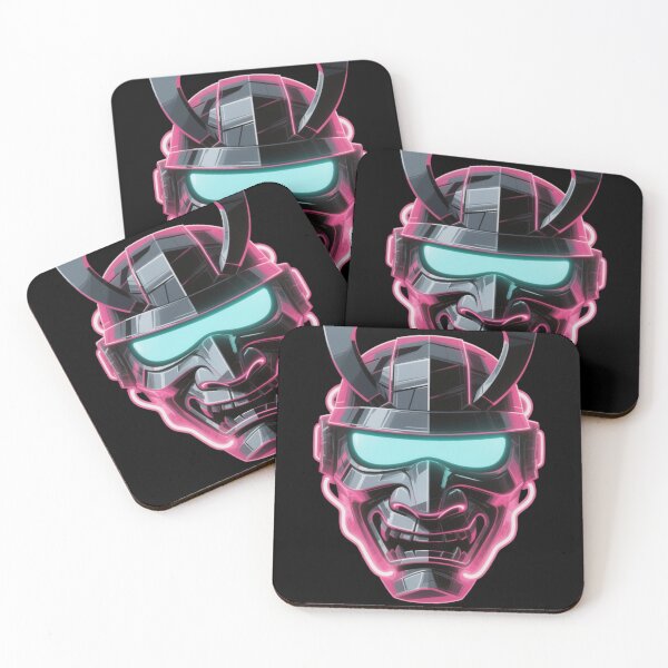 Item preview, Cyber Oni Mask Neon Pink Japanese Demon designed and sold by Dariusz.K.