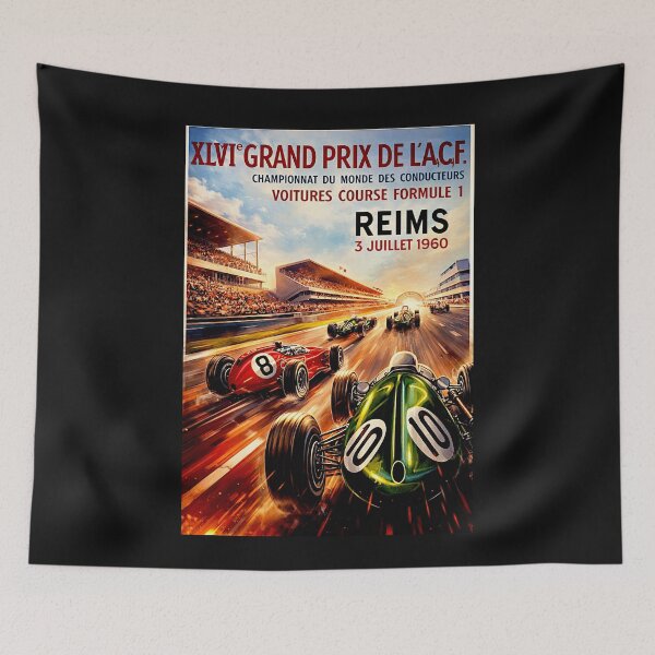 Item preview, Reims Grand Prix vintage poster 1960 variation designed and sold by Helios Be. Lavsh.