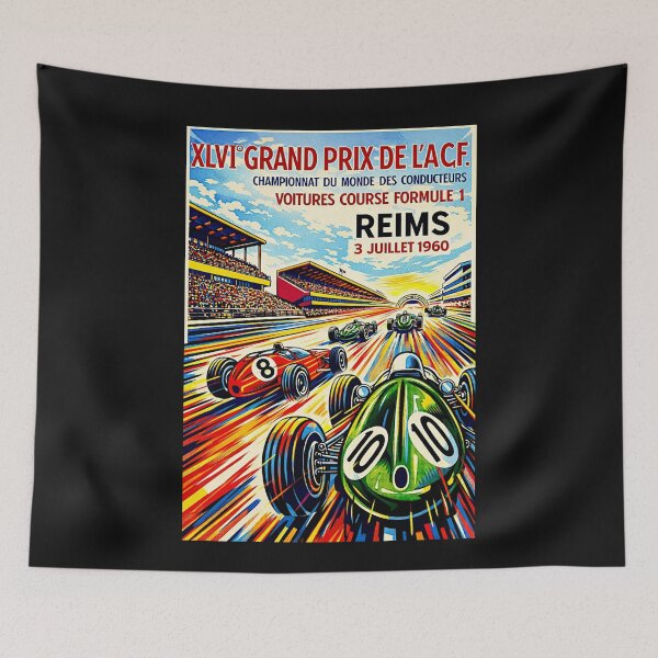 Item preview, Reims Grand Prix vintage poster 1960 variation#1 designed and sold by Helios Be. Lavsh.