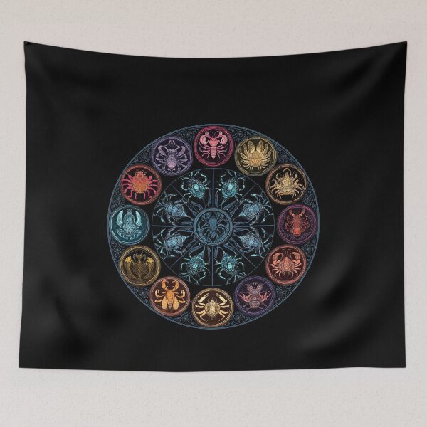 Item preview, Vintage Celestial Symbol Wheel Art – Mythical Creatures, Cosmic Cycle Illustration designed and sold by PluffyPanda.