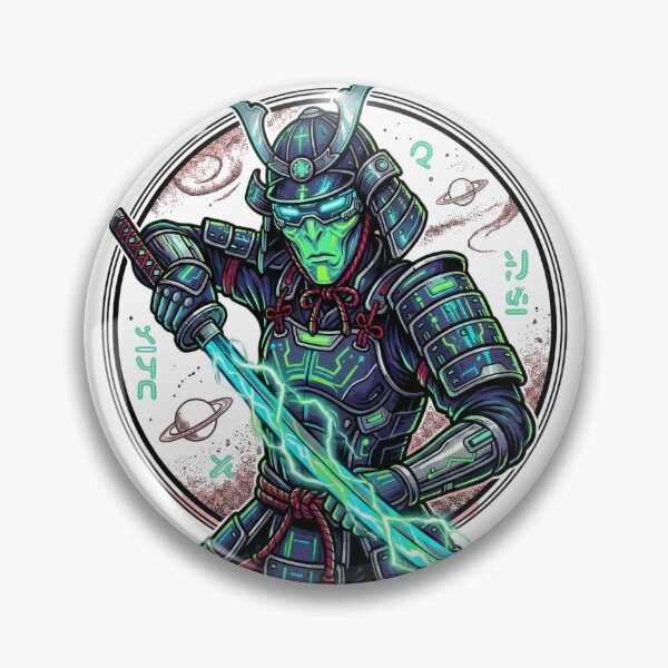 Artikelvorschau, Alien-Samurai-T-Shirt – Futuristischer Krieger, neotraditionelle Science-Fiction-Kunst entworfen und verkauft von devilfronty.