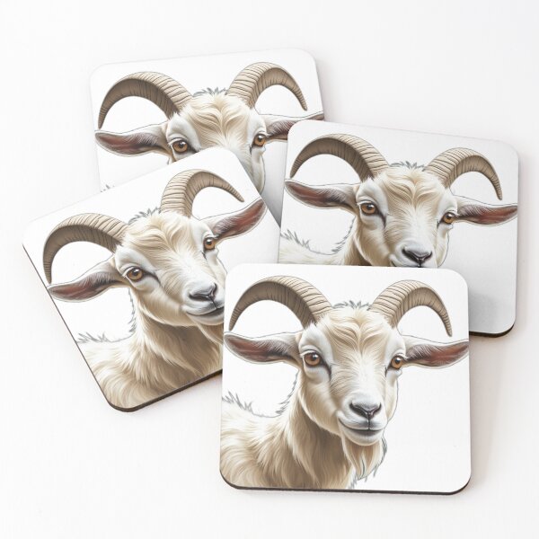 Item preview, Realistic White Goat Portrait designed and sold by MiniPrintMagic.