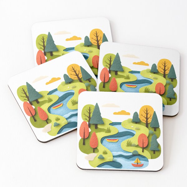 Item preview, Autumn Bridge Canal Reflection - Vibrant Red Maple Leaves and Rowing Boat Art designed and sold by DesignArtist.ia.