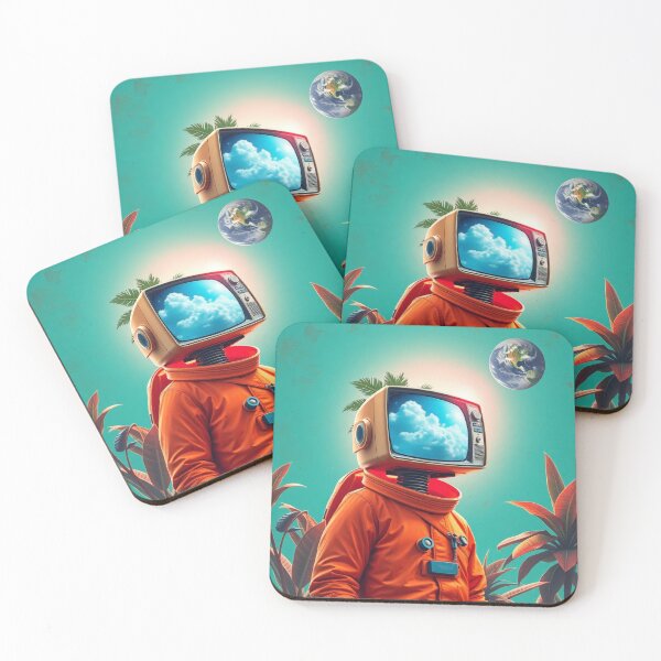 Item preview, Retro Space TV Astronaut - Vintage Television Helmet Orange Suit Art designed and sold by Cine8.