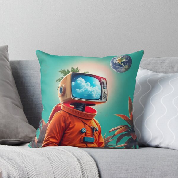 Item preview, Retro Space TV Astronaut - Vintage Television Helmet Orange Suit Art designed and sold by Cine8.