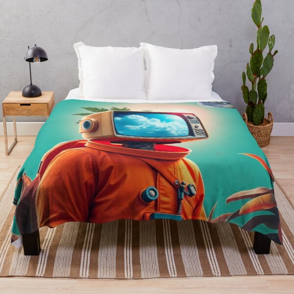 Item preview, Retro Space TV Astronaut - Vintage Television Helmet Orange Suit Art designed and sold by Cine8.