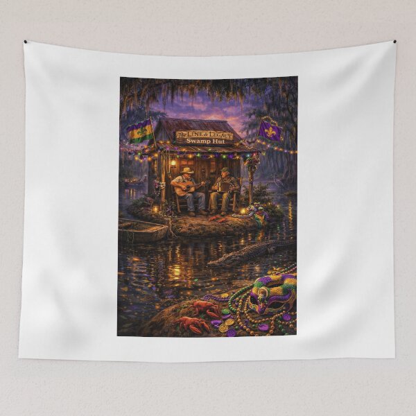 Item preview, Line & Legacy Swamp Hut Mardi Gras – Cajun Gator Bayou Festival Art designed and sold by lineandlegacy.