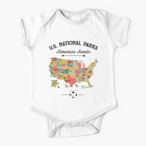 National Park Map Vintage T Shirt - All 59 National Parks Gifts T-shirt Men Women Kids Short Sleeve Baby One-Piece