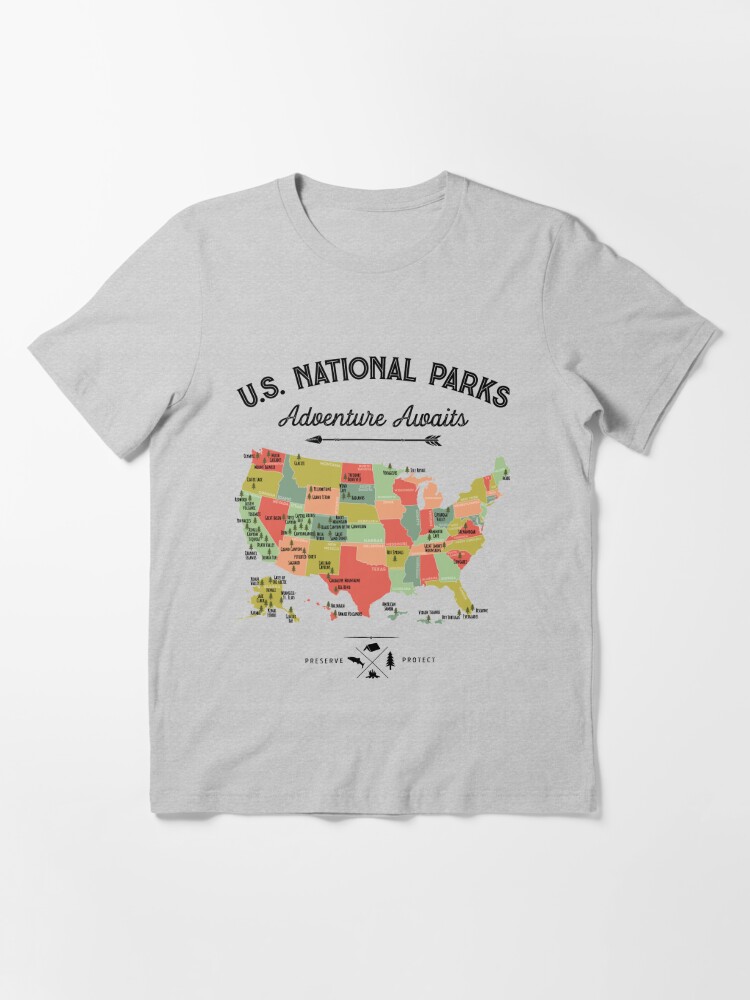 Alternate view of National Park Map Vintage T Shirt - All 59 National Parks Gifts T-shirt Men Women Kids Essential T-Shirt
