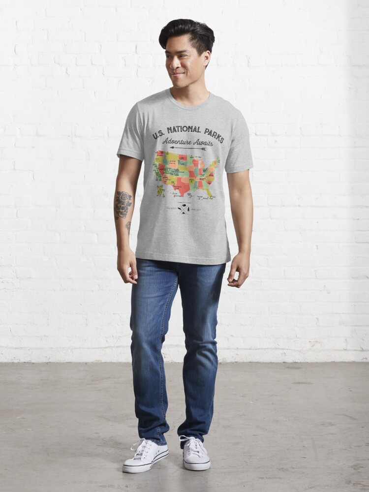 Alternate view of National Park Map Vintage T Shirt - All 59 National Parks Gifts T-shirt Men Women Kids Essential T-Shirt