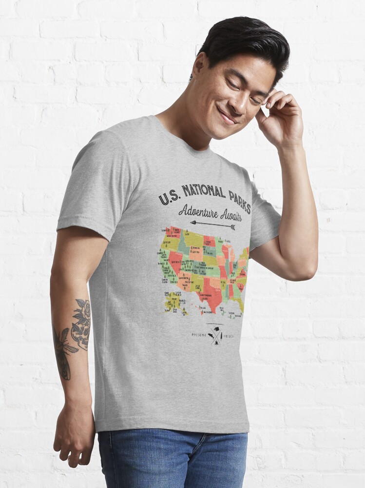 Alternate view of National Park Map Vintage T Shirt - All 59 National Parks Gifts T-shirt Men Women Kids Essential T-Shirt