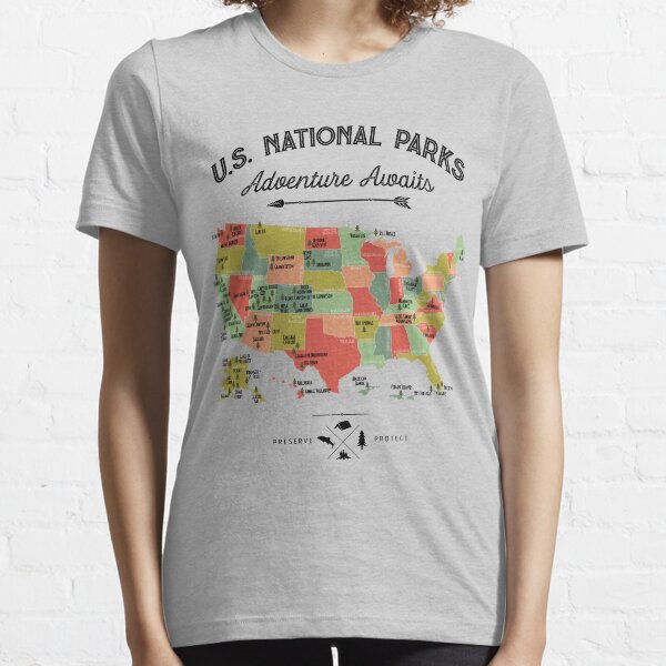 National Park Map Vintage T Shirt - All 59 National Parks Gifts T-shirt Men Women Kids Essential T-Shirt