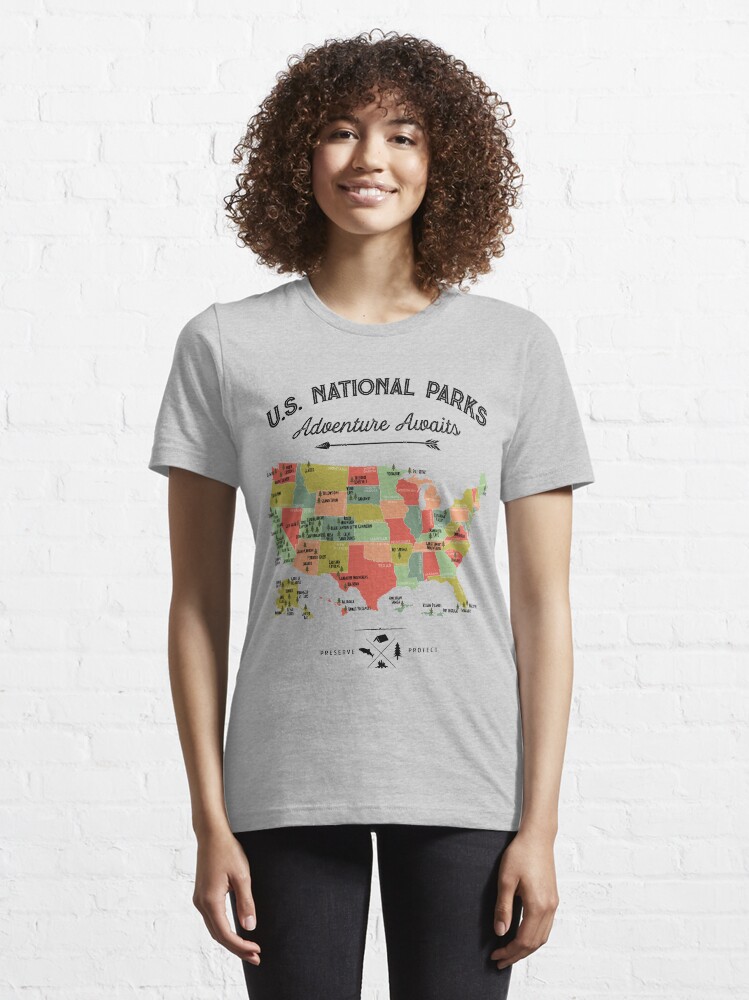 Alternate view of National Park Map Vintage T Shirt - All 59 National Parks Gifts T-shirt Men Women Kids Essential T-Shirt