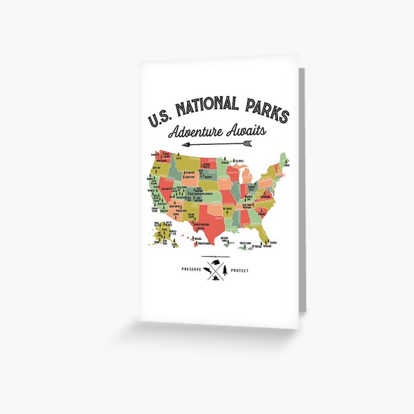 National Park Map Vintage T Shirt - All 59 National Parks Gifts T-shirt Men Women Kids Greeting Card