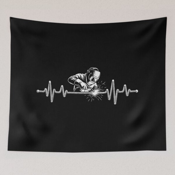 Item preview, Welder Heartbeat Illustration Blue Collar Pride Line Art Design designed and sold by Altenpendinton.