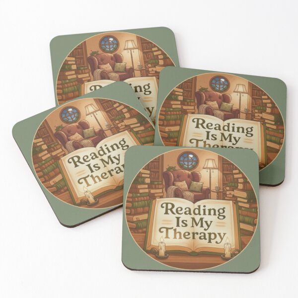 Item preview, Reading Is My Therapy – Cozy Book Lover Illustration designed and sold by Blaze & Trail Creative.