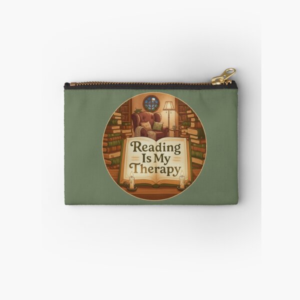 Item preview, Reading Is My Therapy – Cozy Book Lover Illustration designed and sold by Blaze & Trail Creative.