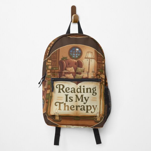 Item preview, Reading Is My Therapy – Cozy Book Lover Illustration designed and sold by Blaze & Trail Creative.