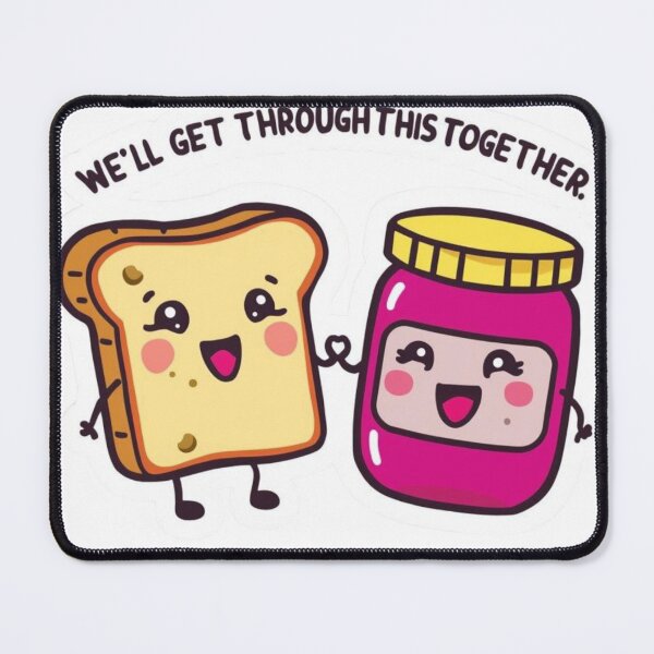 Item preview, We'll Get Through This Together - Supportive Food Couple Mental Health Sticker designed and sold by The Silly Grumpy Society.
