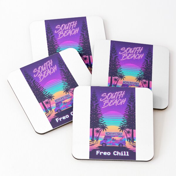 Item preview, South Beach Fremantle - Neon Synthwave Food Truck Art designed and sold by Digital Dreams Arts.