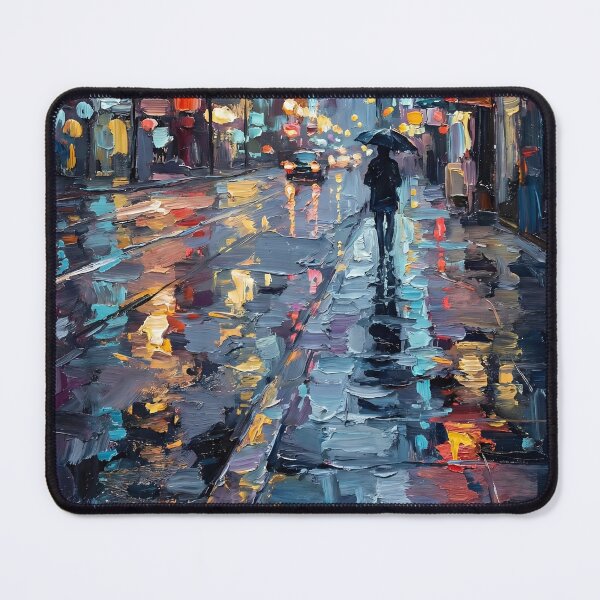 Item preview, Urban Solitude in Rain - Impressionist Neon City Art A Moody & Atmospheric Gift for City Dreamers, Travelers, and Art Enthusiasts designed and sold by LoliDesignShop.