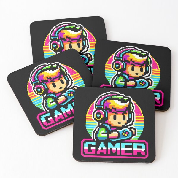 Item preview, Retro Pixel Gamer Kid with Rainbow Headset and Controller. designed and sold by The-T-In-Retro.