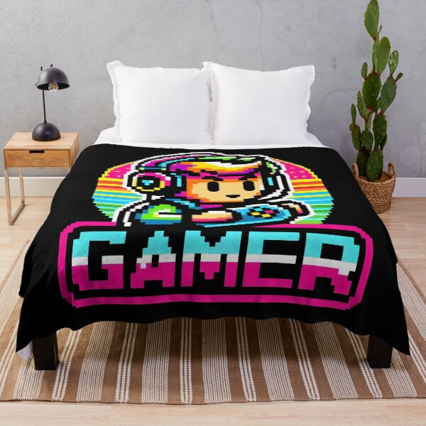 Item preview, Retro Pixel Gamer Kid with Rainbow Headset and Controller. designed and sold by The-T-In-Retro.