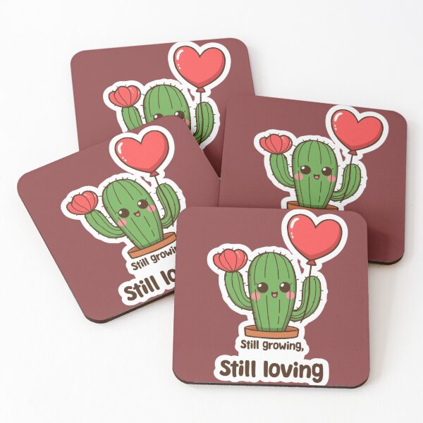 Item preview, Still Growing Still Loving - Cute Cactus Heart Mental Health Sticker designed and sold by The Prompted Soul.