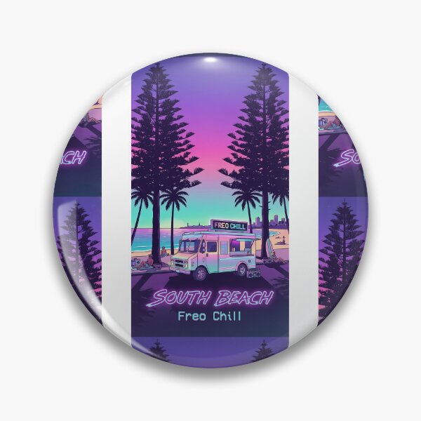 Artikelvorschau, South Fremantle Norfolk Pines – Vaporwave Beach Illustration entworfen und verkauft von Digital Dreams Arts.