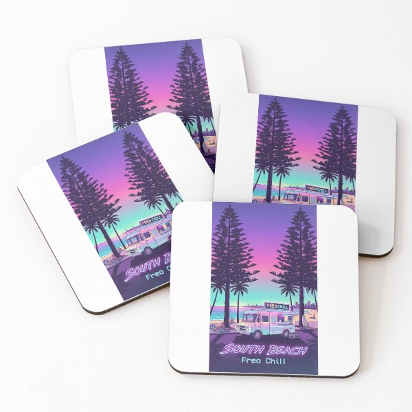 Item preview, South Freo Norfolk Pines - Vaporwave Beach Illustration designed and sold by Digital Dreams Arts.