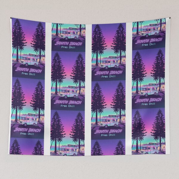 Item preview, South Freo Norfolk Pines - Vaporwave Beach Illustration designed and sold by Digital Dreams Arts.