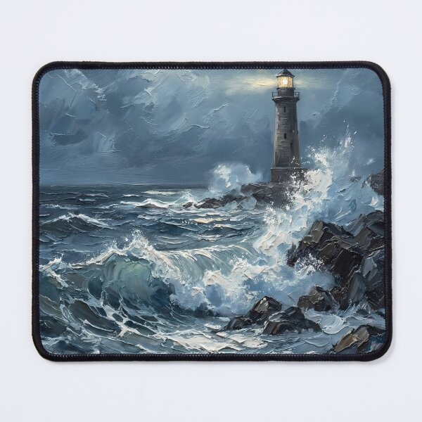 Item preview, The Eternal Sentinel - Stormy Lighthouse Impasto Art A Powerful & Dramatic Gift for Sea Lovers, Adventurers, and Home Decor designed and sold by LoliDesignShop.