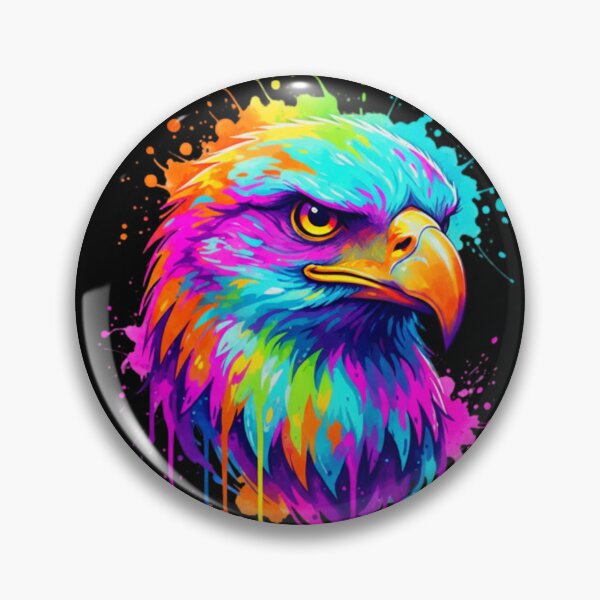 Item preview, Neon Psychedelic Glowing Colorful Eagle Portrait Art designed and sold by ExploreAura Studio.