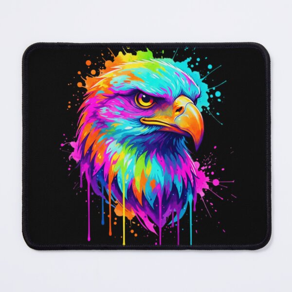 Item preview, Neon Psychedelic Glowing Colorful Eagle Portrait Art designed and sold by ExploreAura Studio.