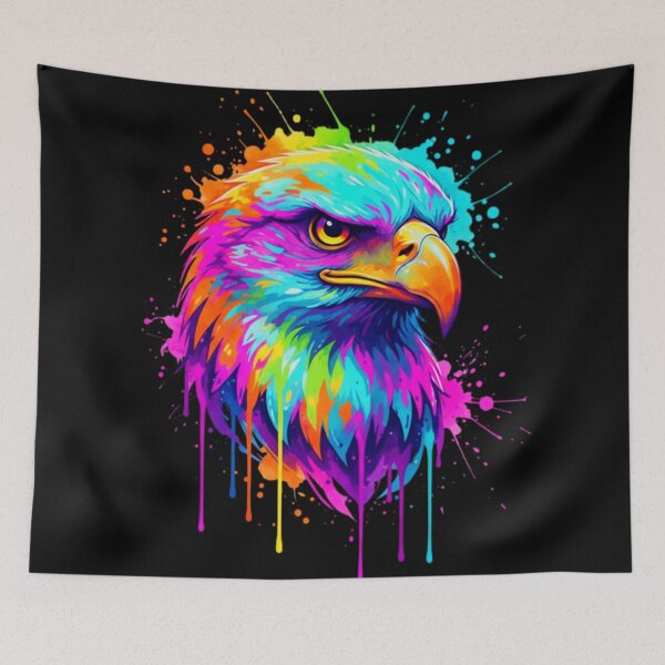 Item preview, Neon Psychedelic Glowing Colorful Eagle Portrait Art designed and sold by ExploreAura Studio.