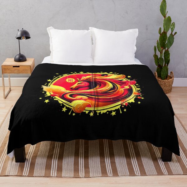 Item preview, Red Gold Horse Illustration Asian Inspired Zodiac Style Circular Art designed and sold by StuZabine.