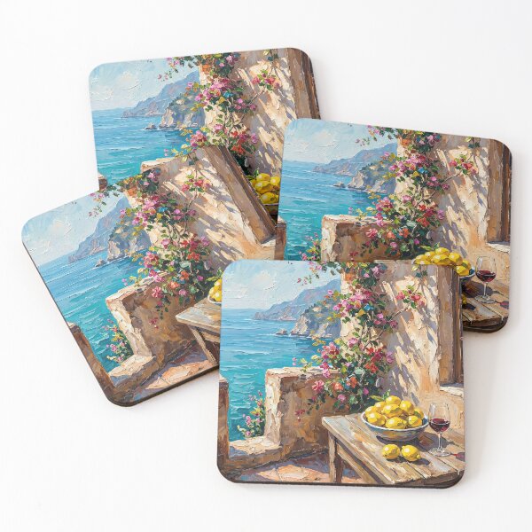 Item preview, Amalfi Terrace Dream - Mediterranean Coastal Impasto Art The Perfect Summer Vacation Gift for Travel Lovers & Home Decor designed and sold by LoliDesignShop.