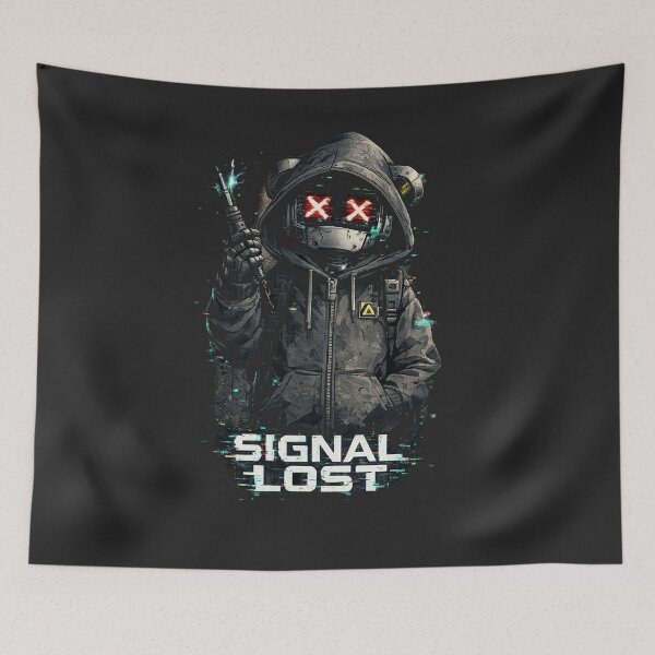 Item preview, Signal Lost Cyberpunk Robot T-Shirt | Glitch Tech Streetwear Art designed and sold by KDesignCrafts.