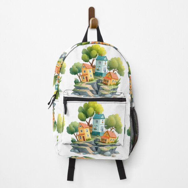 Item preview, Whimsical Floating Village Illustration – Cozy Fantasy Houses on Cliff designed and sold by DesignArtist.ia.