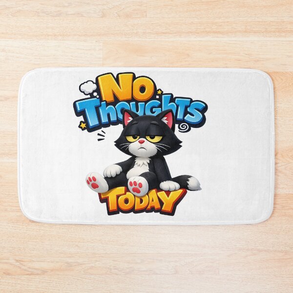 Item preview, No Thoughts Today Funny Sarcastic Lazy Cat designed and sold by HappyPatchEG.