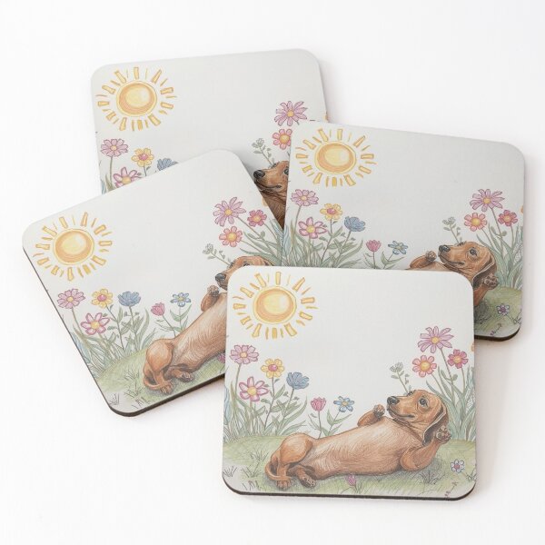 Item preview, Dachshund Sweet Flower Drawing designed and sold by Dachshund Society.