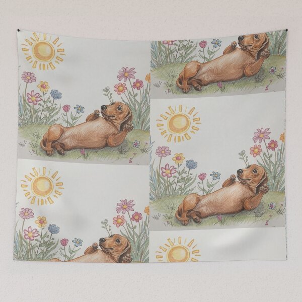 Item preview, Dachshund Sweet Flower Drawing designed and sold by Dachshund Society.