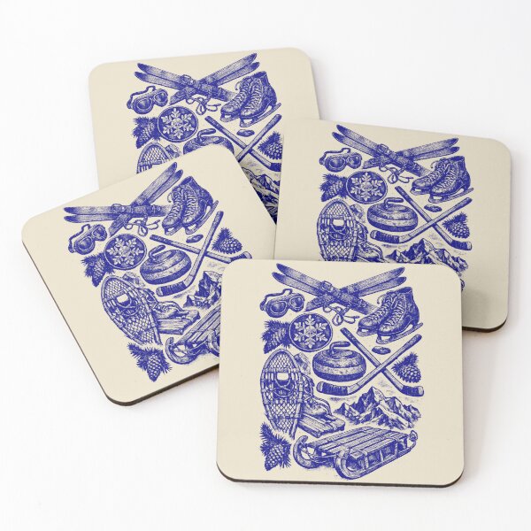 Item preview, Navy Blue Winter Sports - Vintage Blueprint Style designed and sold by DigitalGlade.