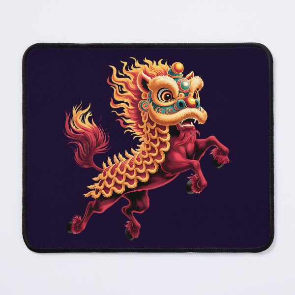 Item preview, Red and gold Chinese mythical creature on white background designed and sold by Trendsecne.