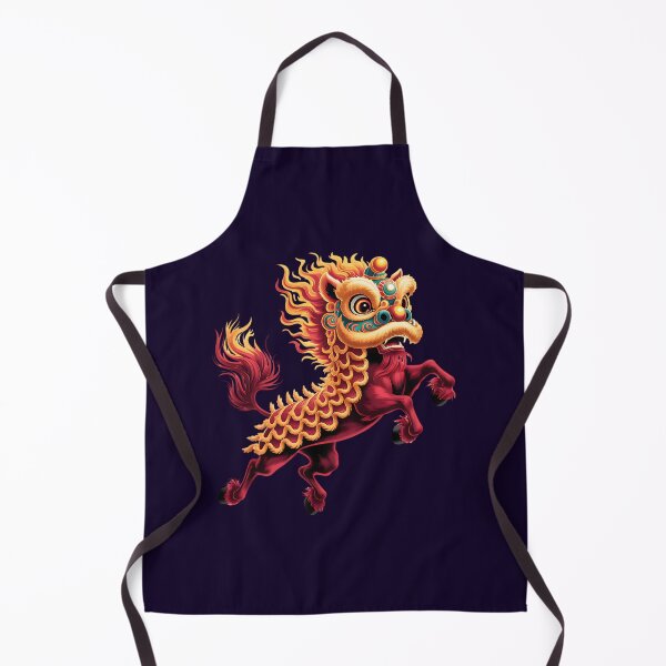 Item preview, Red and gold Chinese mythical creature on white background designed and sold by Trendsecne.