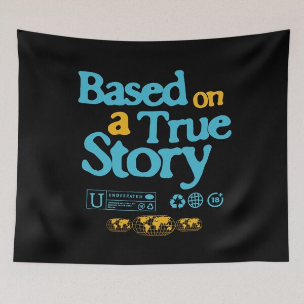 Item preview, Based On A True Story Retro Rating Style Typography Graphic designed and sold by PonyRoniku.