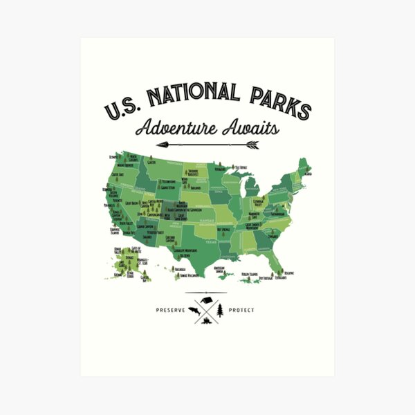 National Park Map Vintage T Shirt - All 59 National Parks Gifts T-shirt Men Women Kids Art Print