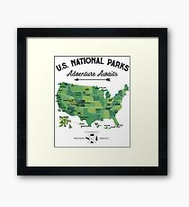 National Park Map Vintage T Shirt - All 59 National Parks Gifts T-shirt Men Women Kids Framed Print