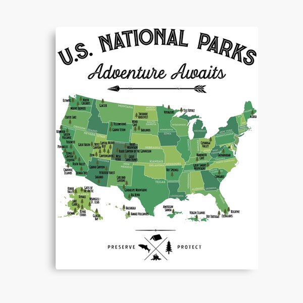 National Park Map Vintage T Shirt - All 59 National Parks Gifts T-shirt Men Women Kids Canvas Print